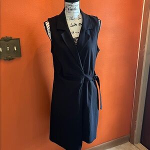 Planet Gold Black Sleeveless Wrap Dress